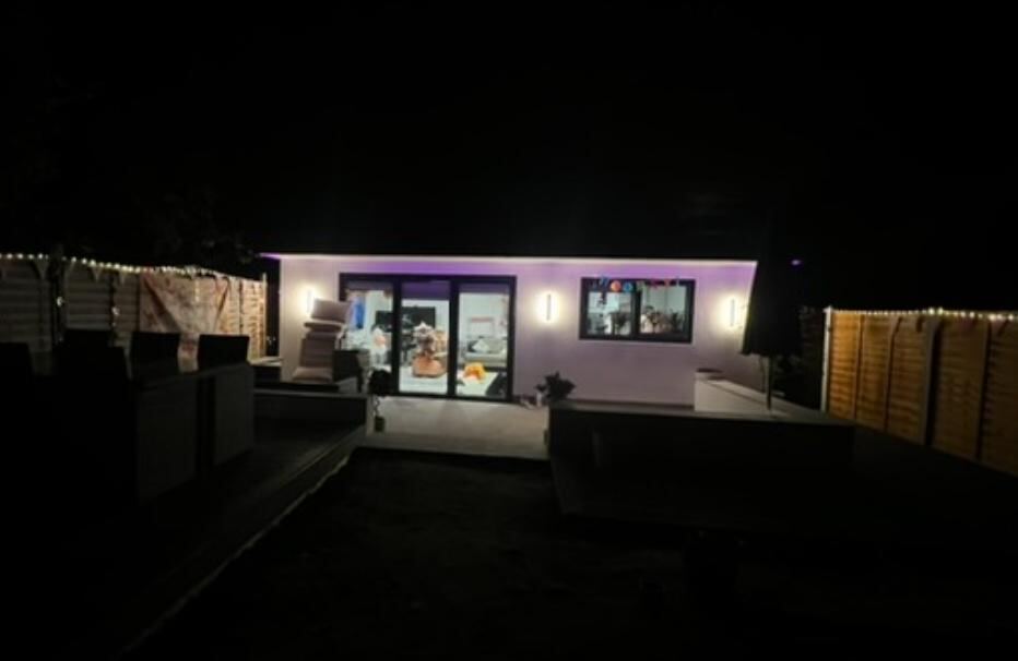 Finished garden room at night