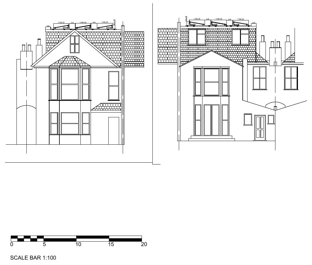 Proposed front and rear elevations of a Victorian house